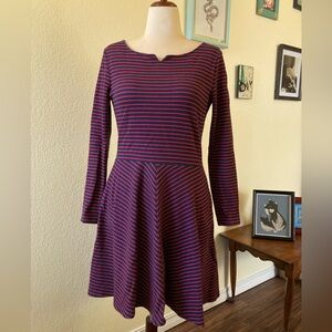 Darling Red & Navy Stripe Gap Long Sleeve Fit & Flare Dress EUC Sz 8